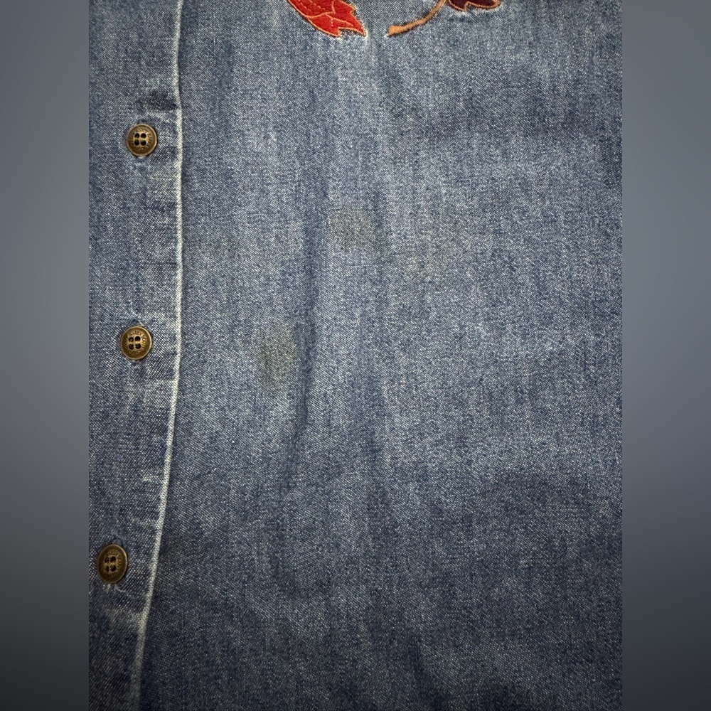 Karen Scott Embroidered Blue Denim Button-Down Jacket size XL - Picture 3 of 7